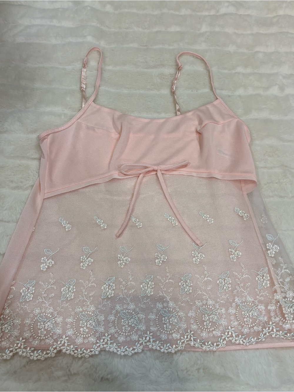 Vintage Pink Embroidered Sheer Camisole Chemise